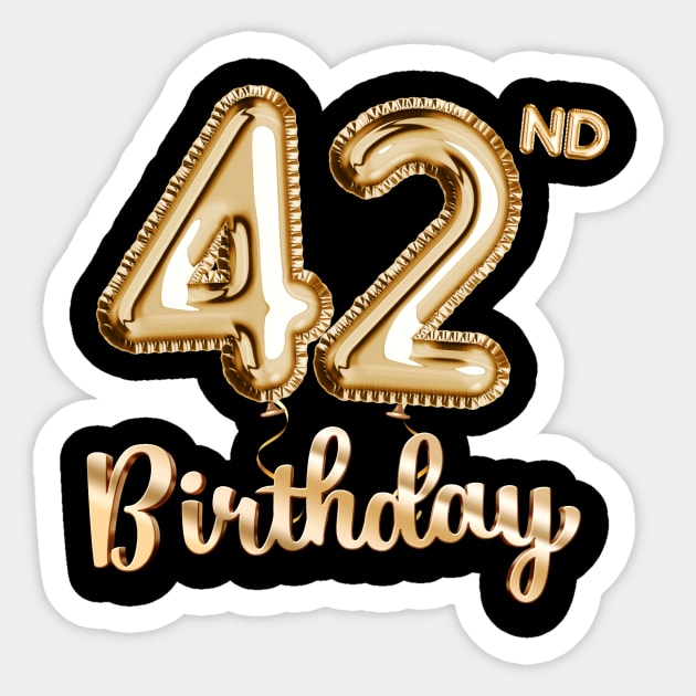 42nd Birthday Gifts - Party Balloons Gold Sticker by BetterManufaktur